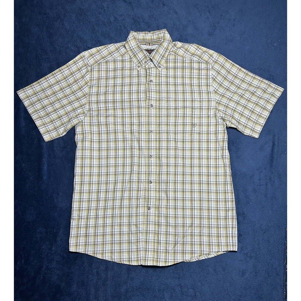 ARIAT PRO SERIES FITTED PLAID SHORT SLEEVE YELLOW BUTTON DOWN SHIRT SIZE MEDIUM